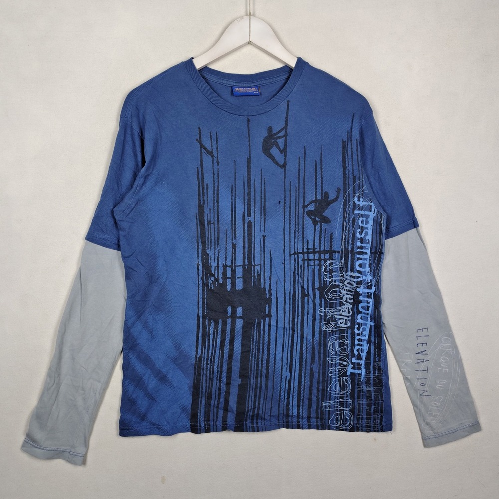Cirque du Soleil Elevation Blue Grey Layered Long Sleeve Graphic T-Shirt Medium